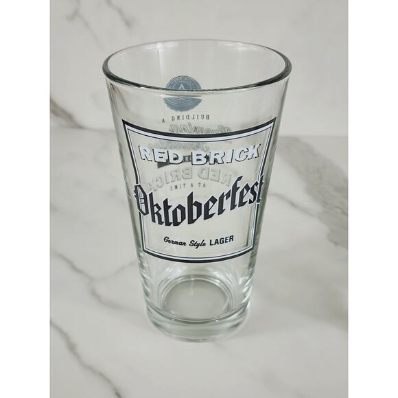 Red Brick Oktoberfest German Styler Lager Pint Beer Glass 16oz Drinkware x2 - Picture 2 of 13
